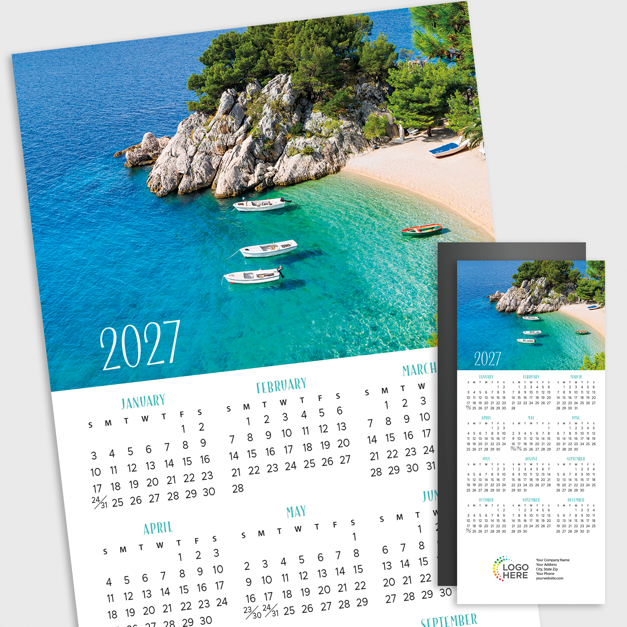 Seaside Beach Magnetic Mini Calendar D3487Q-4B